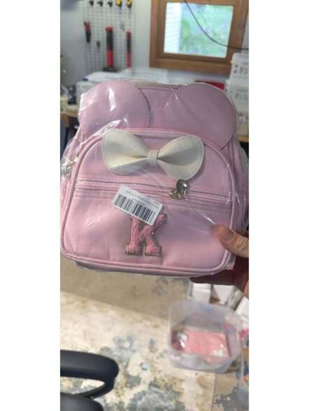 Pink Mini Backpack with Mouse Ears Bow and Letter K New